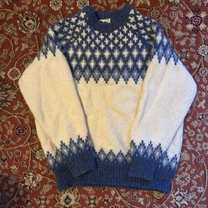 100% pure wool blue and beige sweater